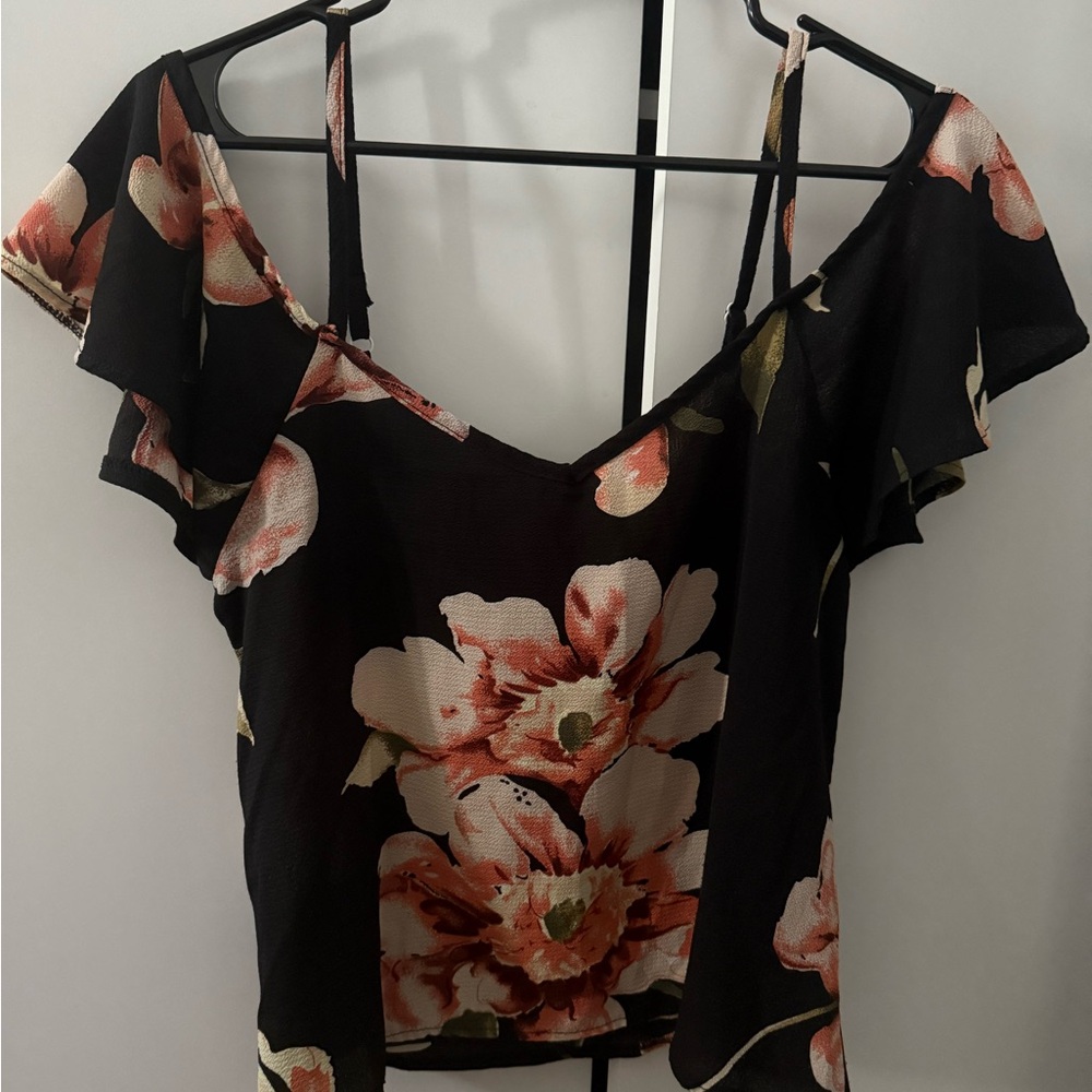 Floral Black and Pink Women's Top